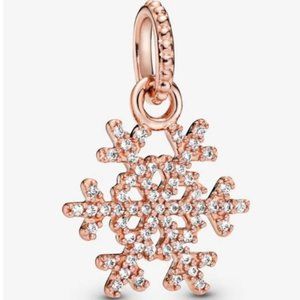 NEW: Pandora Rose Gold Sparkling Snowflake Pendant Bead Charm